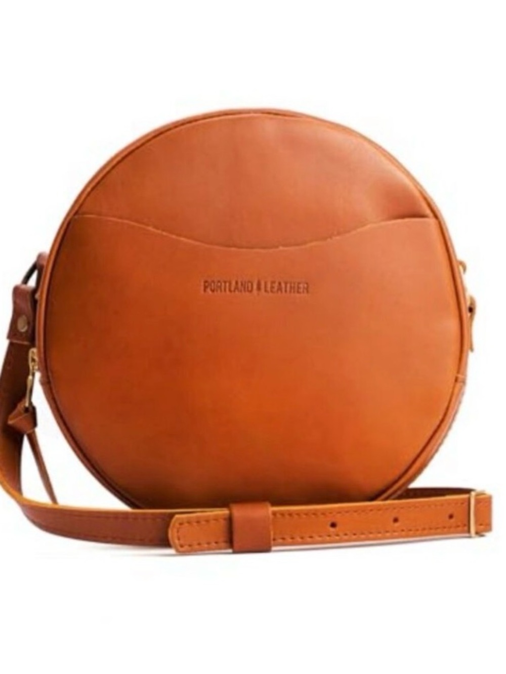 Portland Leather Round Crossbody Bag in Tan, small
